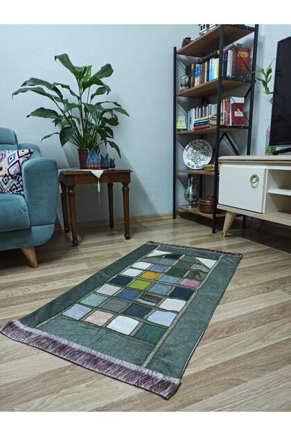 Kırkyama - Patchwork Lined Velvet Dowry and Gift Prayer Rug| Prayer