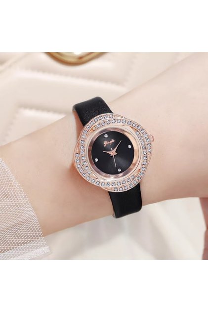 Women's Wristwatch Luxury Fashion Stylish Trend Clock Black Rose Gold