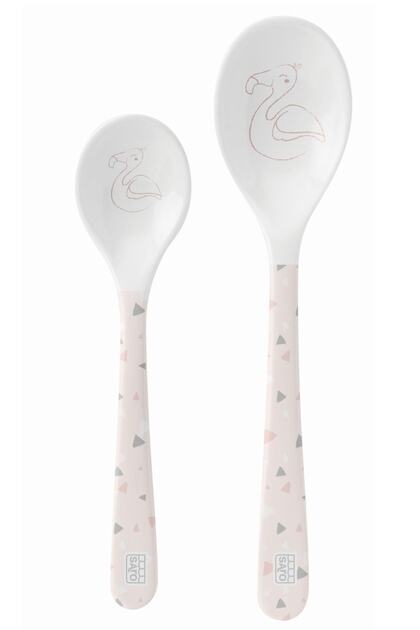 Melamine Food Spoon Set 2 Pieces Small / Large Pelican
