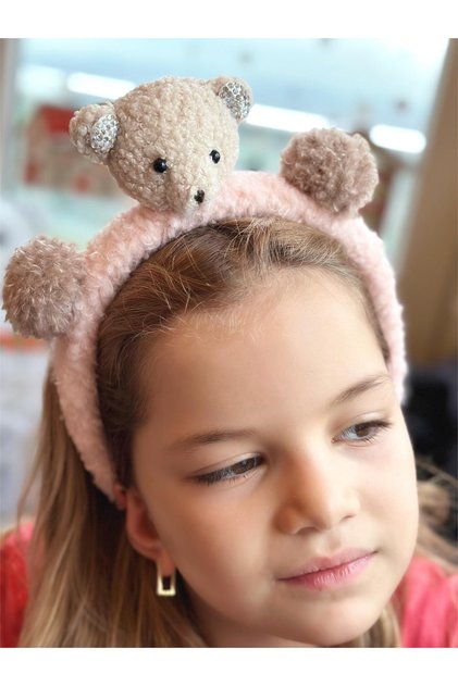 Cute Large 3D Dimensional Toy Plush Teddy Bear Jewelled Pom Pom Crown Children's Women's Crown Pink