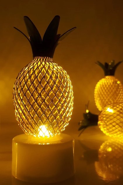 Şirin Gece Lambası Minik Gold Ananas Dekoratif Led Lamba Tekli
