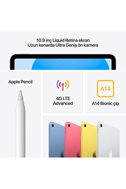 Apple Ipad 10.9 Inç (10. Nesil) Wi-fi + Cellular 64gb Mq6l3tu/a