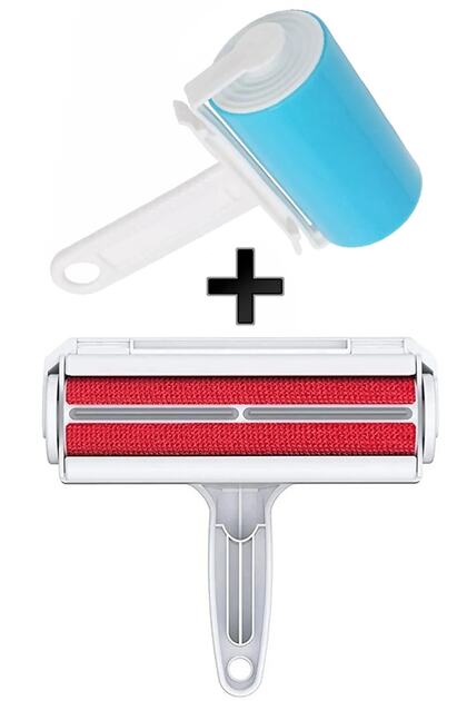 Cat Dog Hair Cleaner with Chamber Bristle Dust Collector + Blue Washable Hair Removal Roller