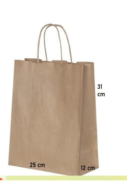 25*12*31 - Kraft Renk - Burgu Saplı Karton Çanta - 25 Adet