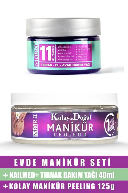 Evde Manikür Seti - Kolay Manikür Peeling 125g + Nailmed Tırnak Yağı 40ml