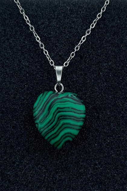 Certified Natural Stone Heart Necklace (Average 2 cm Length 2 cm Width)