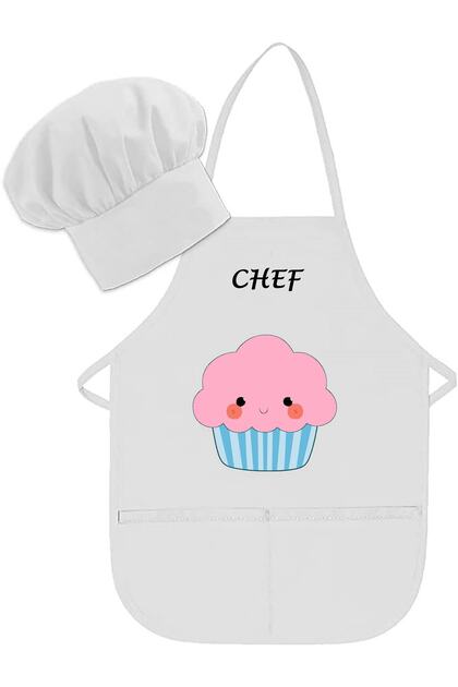 Children Chef Apron/school Activity Apron/cook Children Kitchen Apron/printed Apron/Cupcake Printed Apron