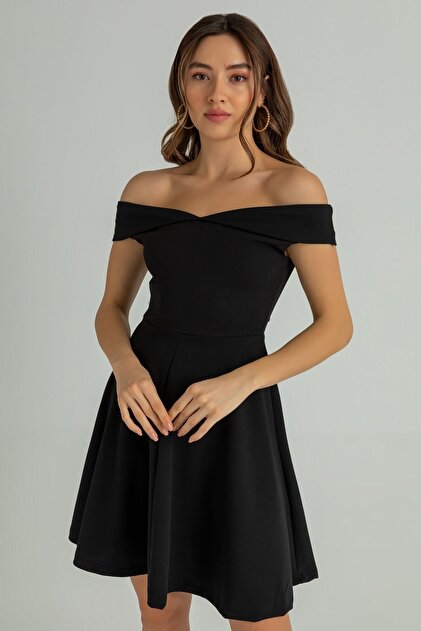 vuvutasarm Flexible Scuba Crepe Fabric Madonna Neck Short Black Evening Dress Graduation Dress 079- Trendyol vuvutasarm Flexible Scuba Crepe Fabric Madonna Neck Short Black Evening Dress Graduation Dress 079- Trendyol