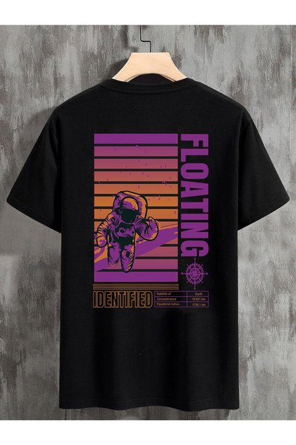 Unisex Oversize T-shirt Floating Back Print Black
