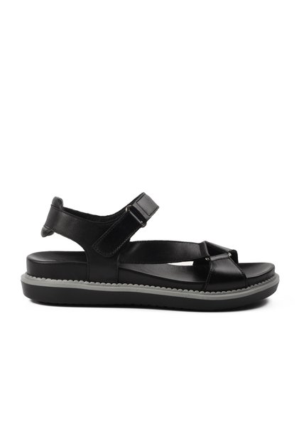 202064y Black Genuine Leather Women's Sandals