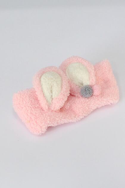 Toyaş Tavşan Kulaklı Peluş Bandana Makyaj Spa Saç Bandı Pembe