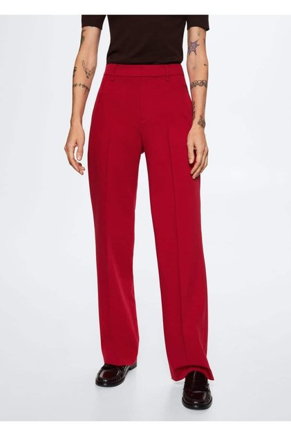 Straight Cut Fabric Trousers