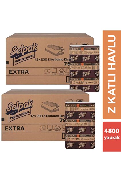 Selpak Extra Z Katlama Dispenser Havlu 200'lü 24 Paket 21.5 X 24