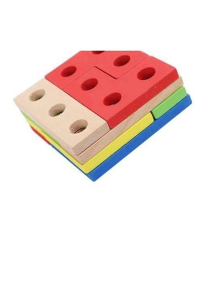 HAMAHA Ahşap 16 Parça Geometrik Sekiller Puzzle Vidalama Bultak Oyunu Ahşap Oyuncak Bloklar Oyunu - 6