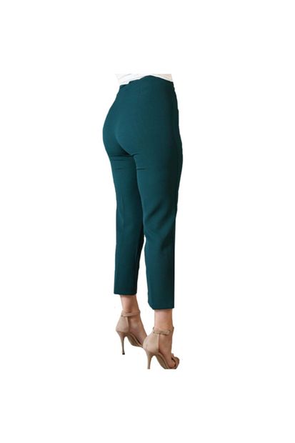 The pantolon Thepantolon Biye Detaylı Koyu Yeşil Bayan Havuç Pantolon - 3