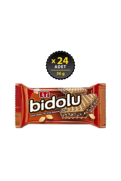 Bidolu Kakao Kremalı Yer Fıstığı Parçacıklı Gofret 36 g x 24 Adet