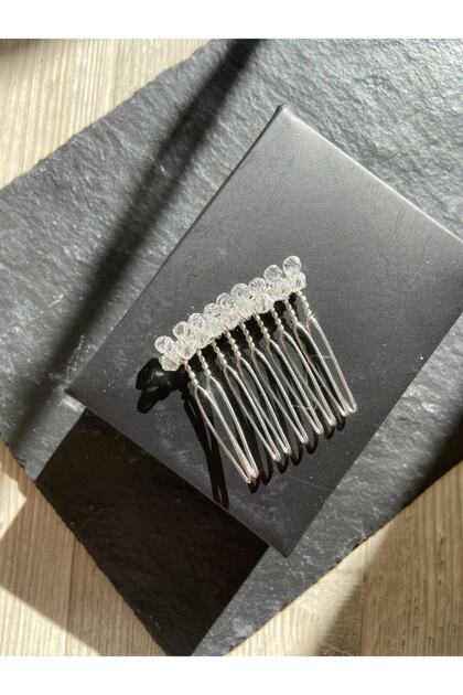 White Mini Crystal 4 cm Comb Buckle