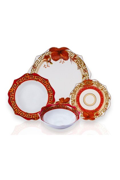 Bone China Porselen Red Gala 24 Parça Yemek Takımı Ekselans 120