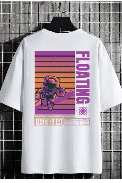 Unisex Oversize T-shirt Floating Back Print White