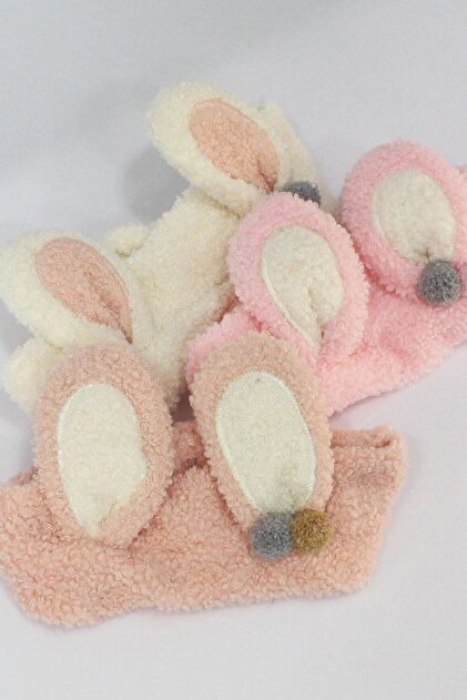 Toyaş Tavşan Kulaklı Peluş Bandana Makyaj Spa Saç Bandı Pembe