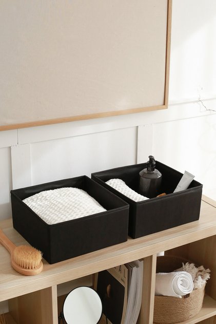 2-Piece Black Children's Room Closet Drawer Underwear Organizer Storage Box Organizer