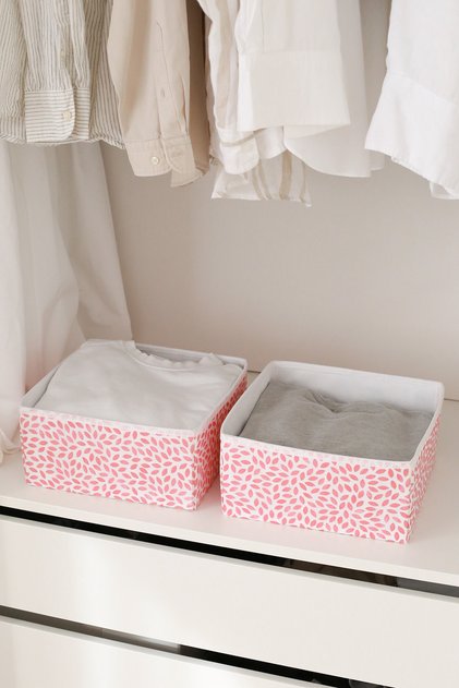 2-Piece Leaf Powder Children's Room Cabinet Drawer Underwear Organizer Storage Box