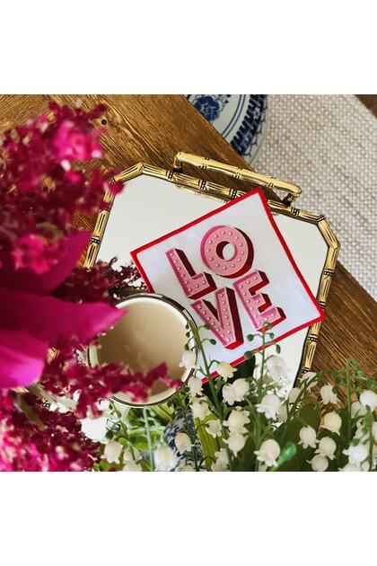 Love Patterned Pink Cocktail Napkin - (1 Piece)