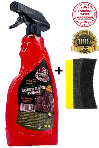 Lastik Parlatıcı Tampon Cilası Ve Lastik Süngeri 2'li Araba Oto Süper Kaliteli Sprey 500ml