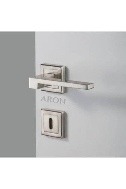 Sofuoğlu Luxury Anka Square Rosette Nickel Satin (الغرفة) مقبض الباب ألومنيوم / فولاذ