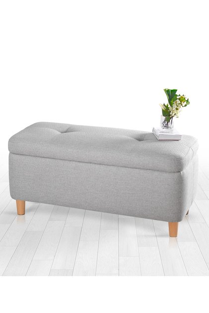 Rocio Sandıklı Bench Puf Açık Gri