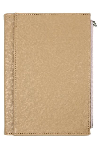 Zipco Soft Protective Zippered Pocket Striped Block Notepad 14x20 Cm Beige