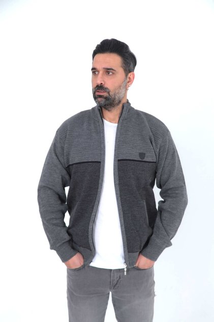 Dad Zipper Closure Acrylic Thread Thick Men's Cardigan