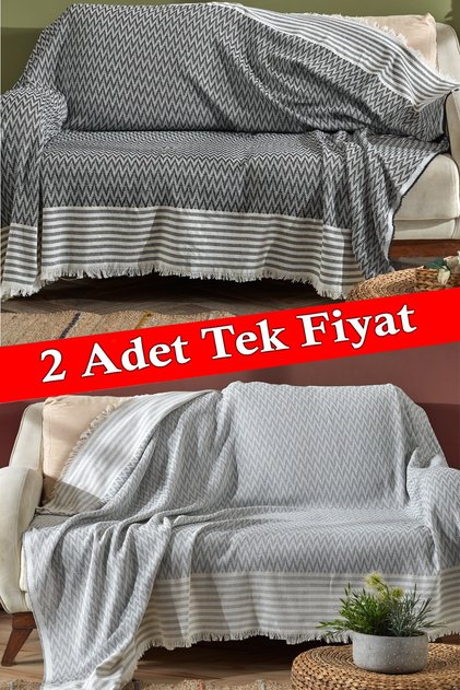 Trio Ikili Set Kızılcabölük Dokuma Koltuk Örtüsü Seti 170x210cm