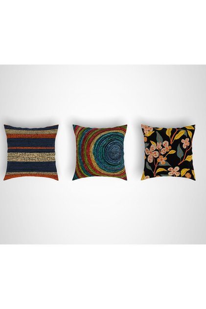 Double Sided Digital Printed 3-Piece Throw Pillow Cover Set with Hidden Zipper