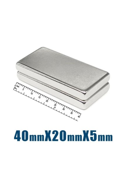 1 Adet Gümüş Renk Neodyum Magnet Mıknatıs 40x20x5 Mm