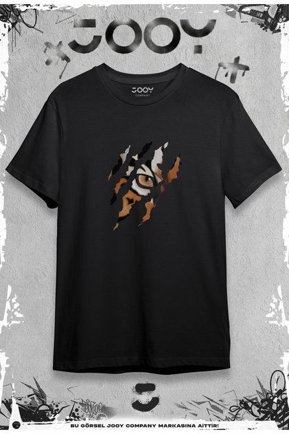 Tiger Claw Printed Black Oversize Tshirt
