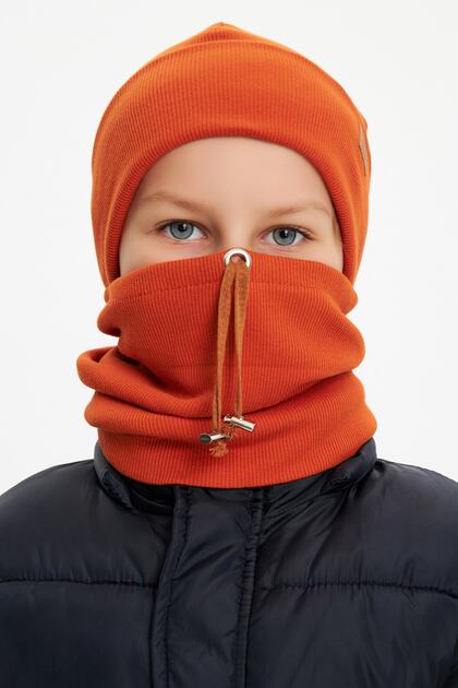 Erkek Bebek Çocuk Trend Style Şapka Bere Boyunluk Takım Rahat %100 Pamuklu Kaşkorse