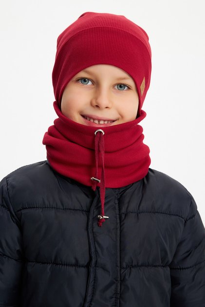 Erkek Bebek Çocuk Trend Style Şapka Bere Boyunluk Takım Rahat %100 Pamuklu Kaşkorse