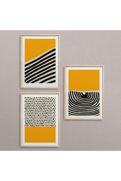 Natural Wooden Framed 3-Piece Painting Set Hpn041