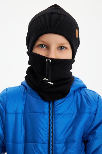 Erkek Bebek Çocuk Trend Style Şapka Bere Boyunluk Takım Rahat %100 Pamuklu Kaşkorse