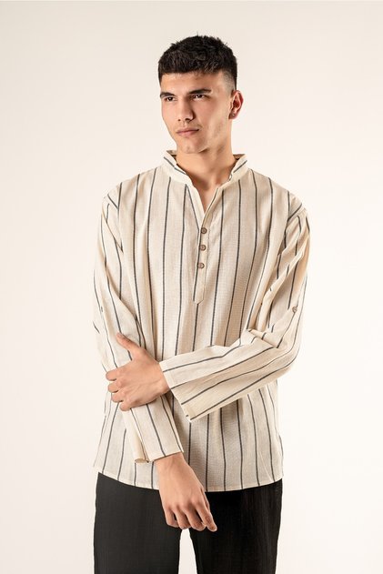 Organic Cotton 3 Button Long Sleeve Men's Shirt