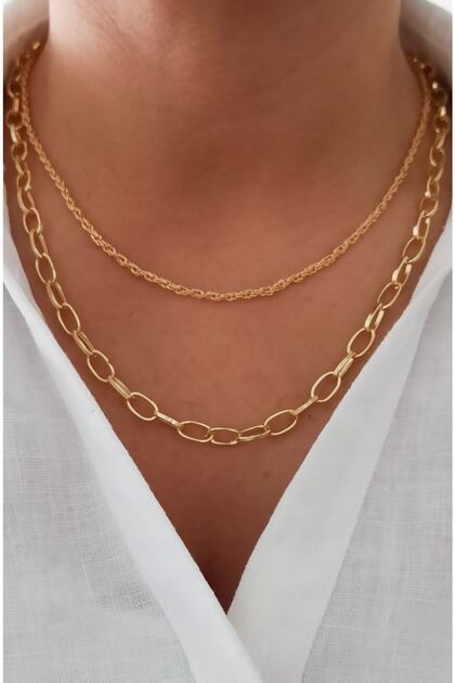 Dual Zincir Kolye Gold Kaplama