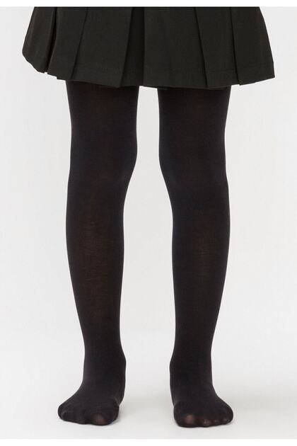Black 2 Pieces Color Extra Cotton 90 Den Children's Pantyhose