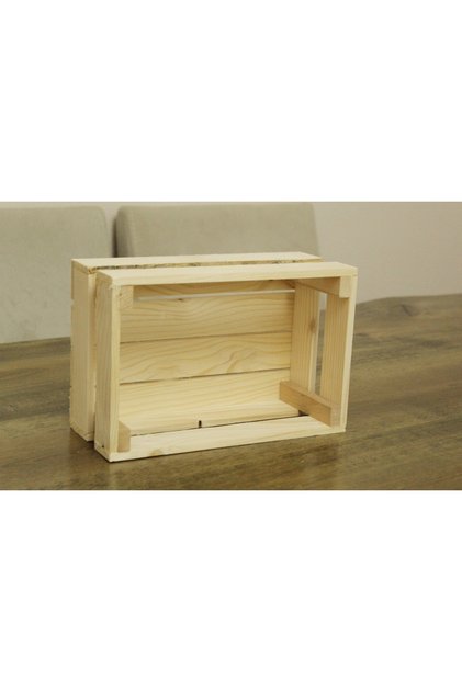 30x20x10 Ebatında Natural Ahşap Kasa Sandık Raf Organizer
