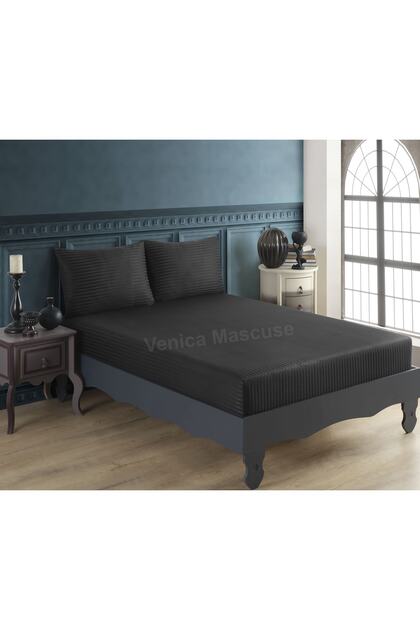 Cotton Satin Double Fitted Sheet Set