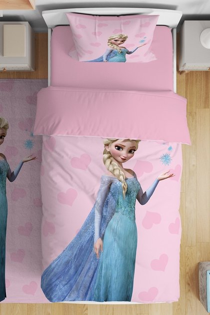 New Pink Elsa Patterned Single Baby Kids Bedding Set
