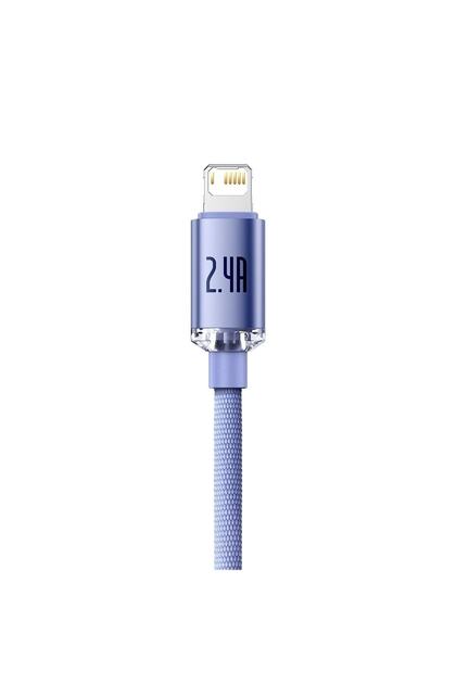 Baseus Crystal Shine Cavo USB Lightning 1,2m - Ricarica Veloce 2.4A E Trasferimento Dati 480Mbps Per IPhone, IPad, Viola - 6