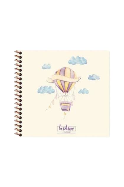 16x15 Cm Unlined 50 Sheets Hard Cover Ring Notebook 60 Gr Cream Color Paper Balloon Pattern