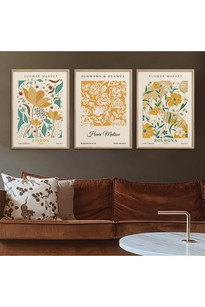 Natural Wooden Framed 3-Piece Painting Set Hpn116
