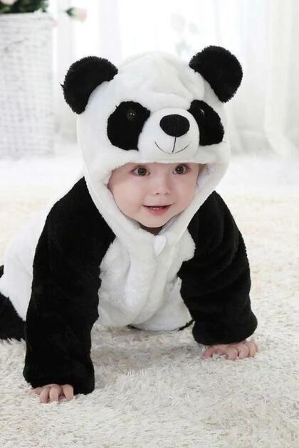 Peluş Unixex Fermuarlı Panda Bebek Uyku Tulumu Kışlık